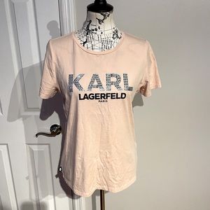 NWOT Embellished muscle bead shiny bling graphic print letters shirt cor